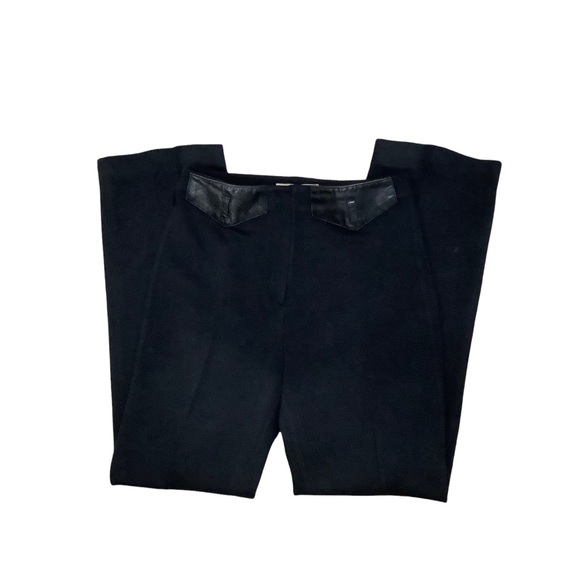 Iceberg Women's Wool Blend Black Leather Trim Trouser Pants EU 42 - Picture 4 of 7